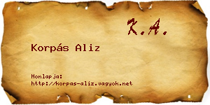 Korpás Aliz névjegykártya